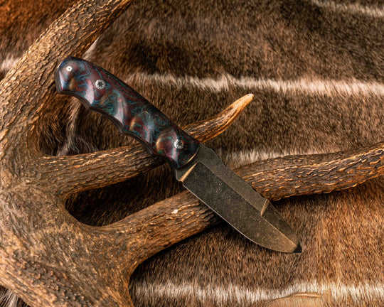 Disaster Jr Gen 3- Dyed Black Ash Burl, Mosaic Pins, Textured Grip