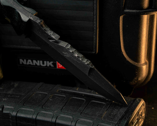 Notched Wire Cutter Breacher Gen 3- Black Canvas Micarta, Black G10, Forest Green G10 and Brass Pin Striping, Green Dragon Skin Tru-stone Split, Brass Pins, Brass Lanyard Pin, Textured Grip