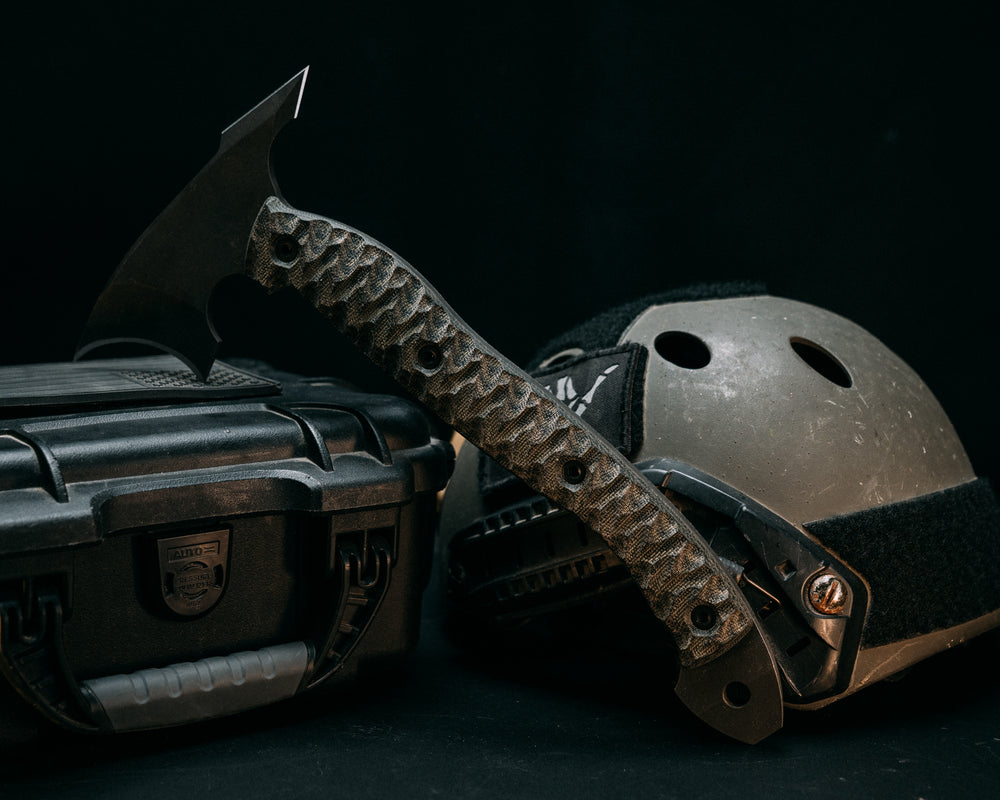 Crescent Hawk- Black and OD Green Canvas Micarta, Allen Bolts, Chaos Grip, Open Teng
