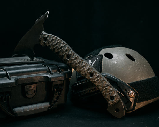 Crescent Hawk- Black and OD Green Canvas Micarta, Allen Bolts, Chaos Grip, Open Teng