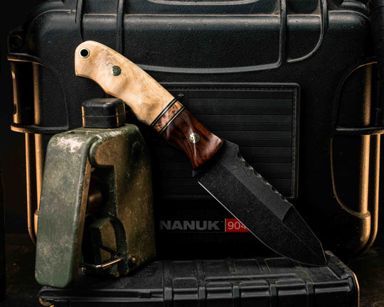 Disaster Jr Gen 3- Desert Ironwood, Black G10 and Brass Pin Striping, Black Ash Burl, Buckeye Burl, Mosaic Pins, Textured Grip