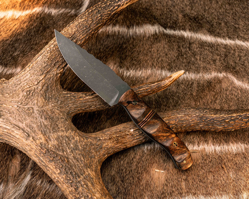 Crow Jr- Honduran Mahogany, Black G10, Coyote G10 and Copper Split, Mosaic Pins, Textured Grip