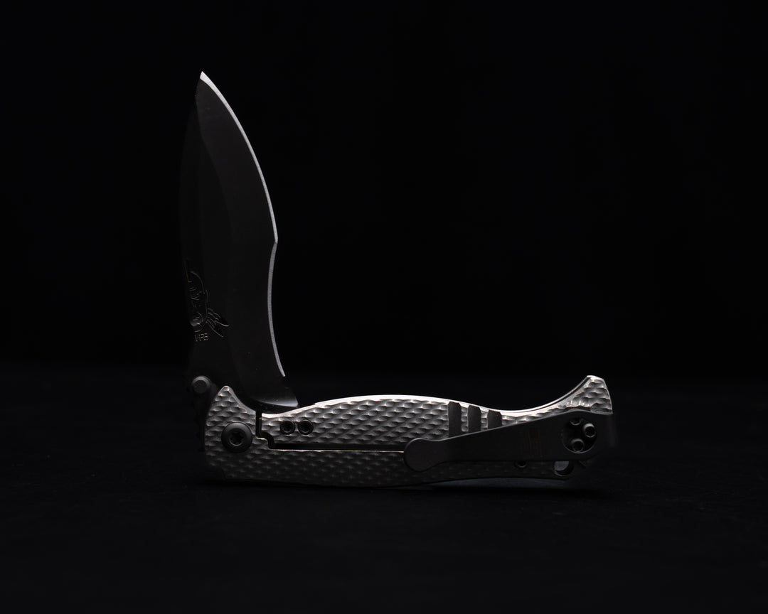 Extremis Folder - Tumbled Raw Ti Scales, PVD Coated Blade, Deep Carry Pocket Clip