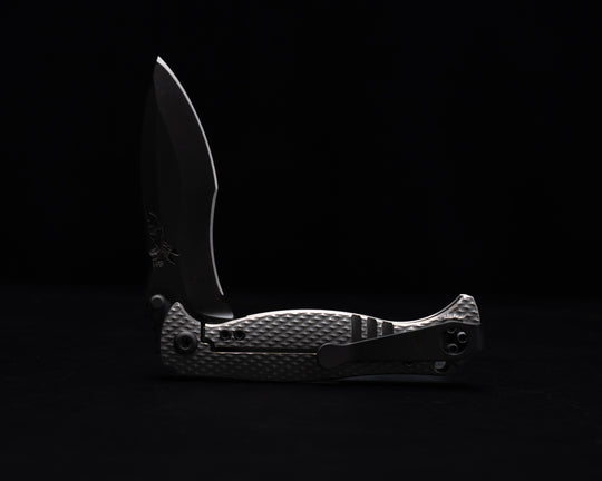 Extremis Folder - Tumbled Raw Ti Scales, PVD Coated Blade, Deep Carry Pocket Clip