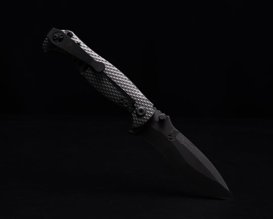 Extremis Folder - Tumbled Raw Ti Scales, PVD Coated Blade, Deep Carry Pocket Clip