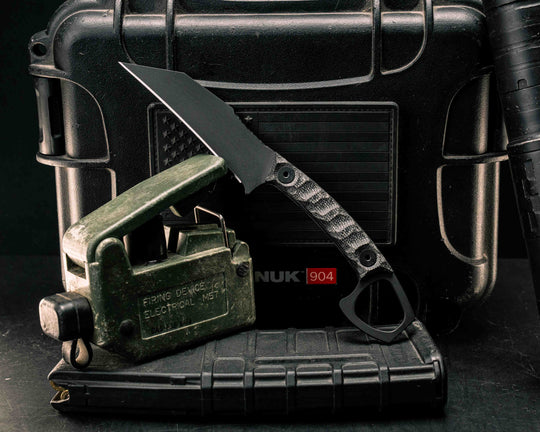 SHPOS- Black Canvas Micarta, DLC Coating, Allen Bolts, Textured Grip