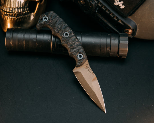 3" HUMINT - Black Canvas Micarta, Midnight Bronze Cerakote, Allen Bolts, Chaos Grip
