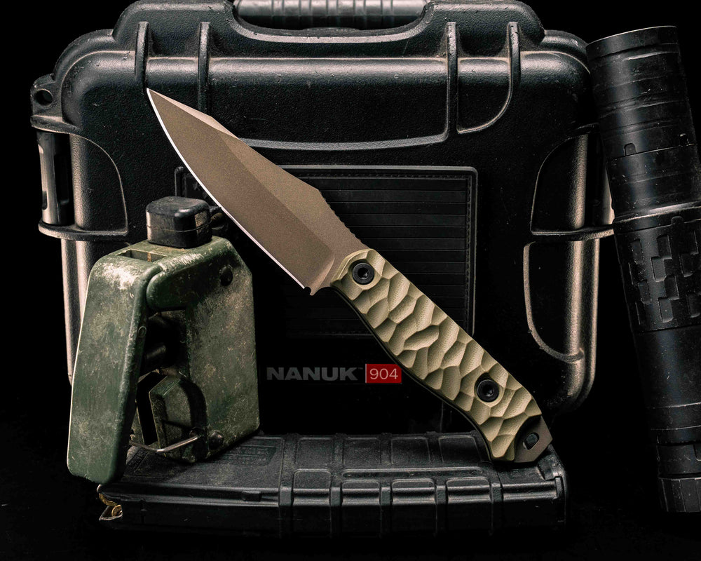 Field Knife- OD Green G10, Midnight Bronze Cerakote, Allen Bolts, Textured Grip