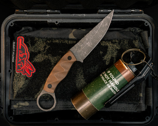 Osoraku 3" Mini- Brown's Point Richlite, CF Pins, Textured Grip