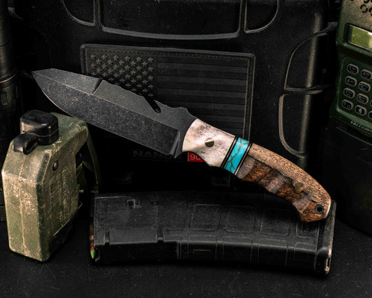 Notched Wire Cutter Breacher Gen 3- Elk Antler, Black G10 and Brass Pin Striping, Turquoise with Gold Web Tru-stone Split, Hawaiian Curly Mango, Mosaic Pins, CF Lanyard Pin, Textured Grip