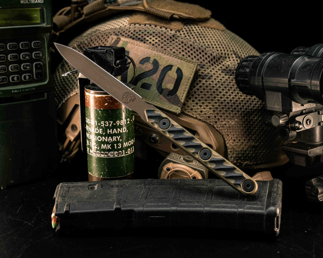 OSS Spike - Black/OD Green G10, Midnight Bronze Cerakote, Allen Bolts, Textured Grip