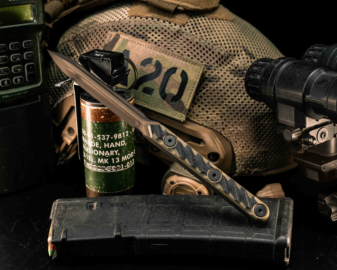 OSS Spike - Black/OD Green G10, Midnight Bronze Cerakote, Allen Bolts, Textured Grip