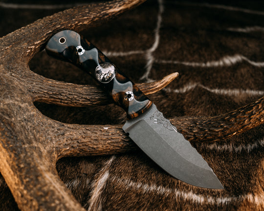 Cavner- Katalox, ATX Engraving 1935 "Well Loved" Warpaint Buffalo Nickel Inlay, Mosaic Hollow Pins, Brass Lanyard Pin, Textured Grip