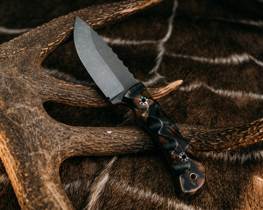 Cavner- Katalox, ATX Engraving 1935 "Well Loved" Warpaint Buffalo Nickel Inlay, Mosaic Hollow Pins, Brass Lanyard Pin, Textured Grip