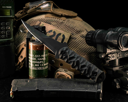 Combat Filet- Black G10, DLC Coating, Allen Bolts, Textured Grip