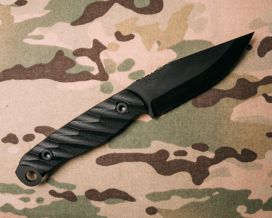 Crow Jr- Black G10, Armor Black Cerakote, Allen Bolts, Iron Grip
