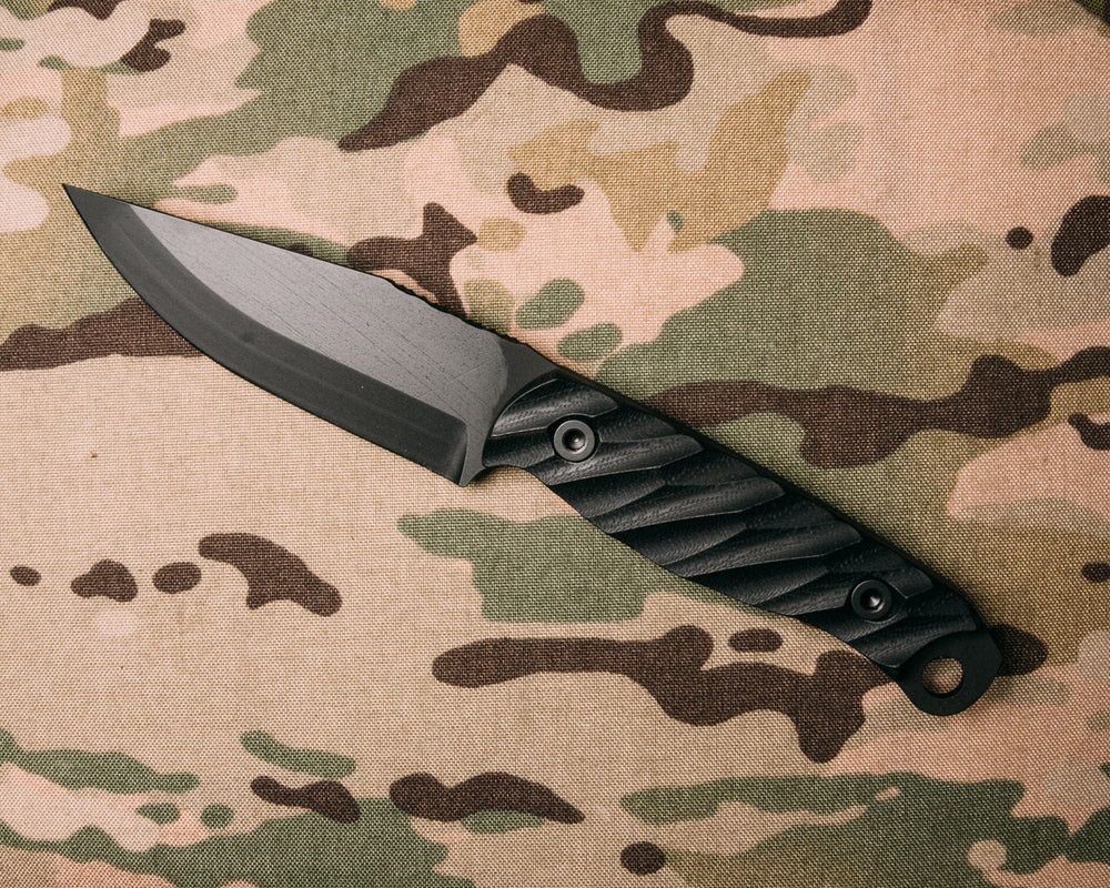 Crow Jr- Black G10, Armor Black Cerakote, Allen Bolts, Iron Grip