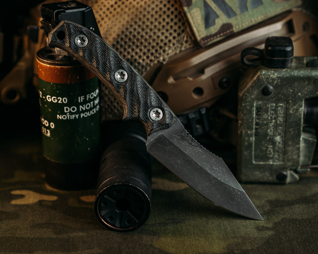 Pirate- Black Canvas Micarta, Ti Torx bolts, Iron Grip