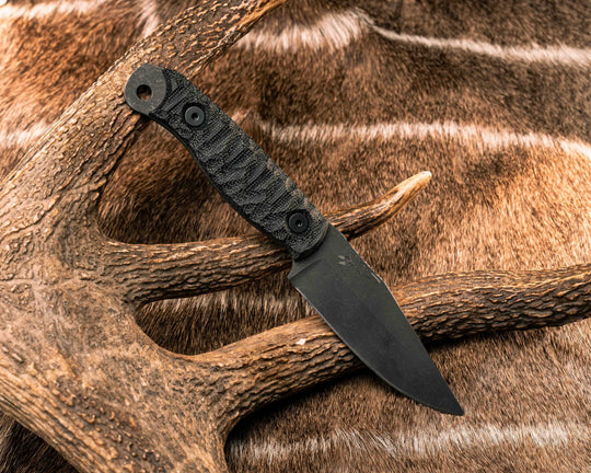 Crow Scalper- Black Canvas Micarta, Allen Bolts, Textured Grip