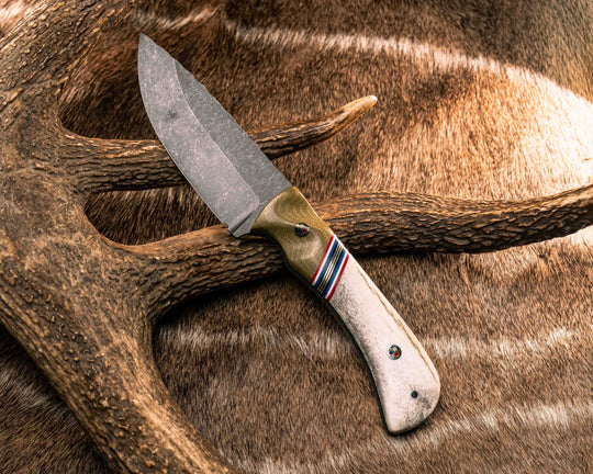 Cavner- Olive Green Canvas Micarta, Cherry G10, White G10, Blue G10, Black G10, Aluminum and Brass Split, Patriot Mosaic Pins, 1/8" Mosaic Pin, Textured Grip