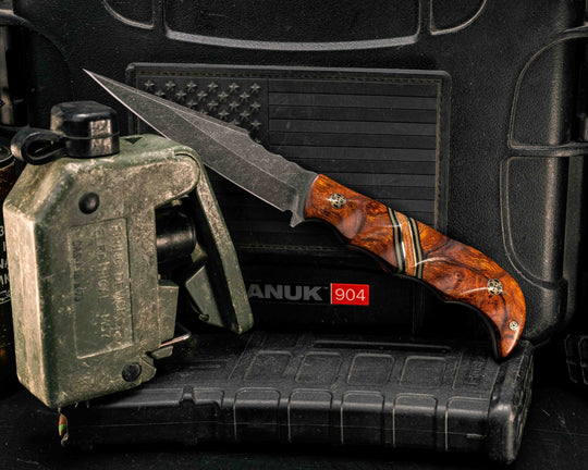 Senator- Desert Ironwood, Black G10, OD Green G10, Brass and Natural Canvas Micarta Split, Mosaic Pins, , Textured Grip