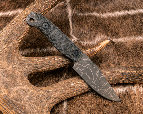 Crow Scalper- Black Canvas Micarta, Allen Bolts, Textured Grip
