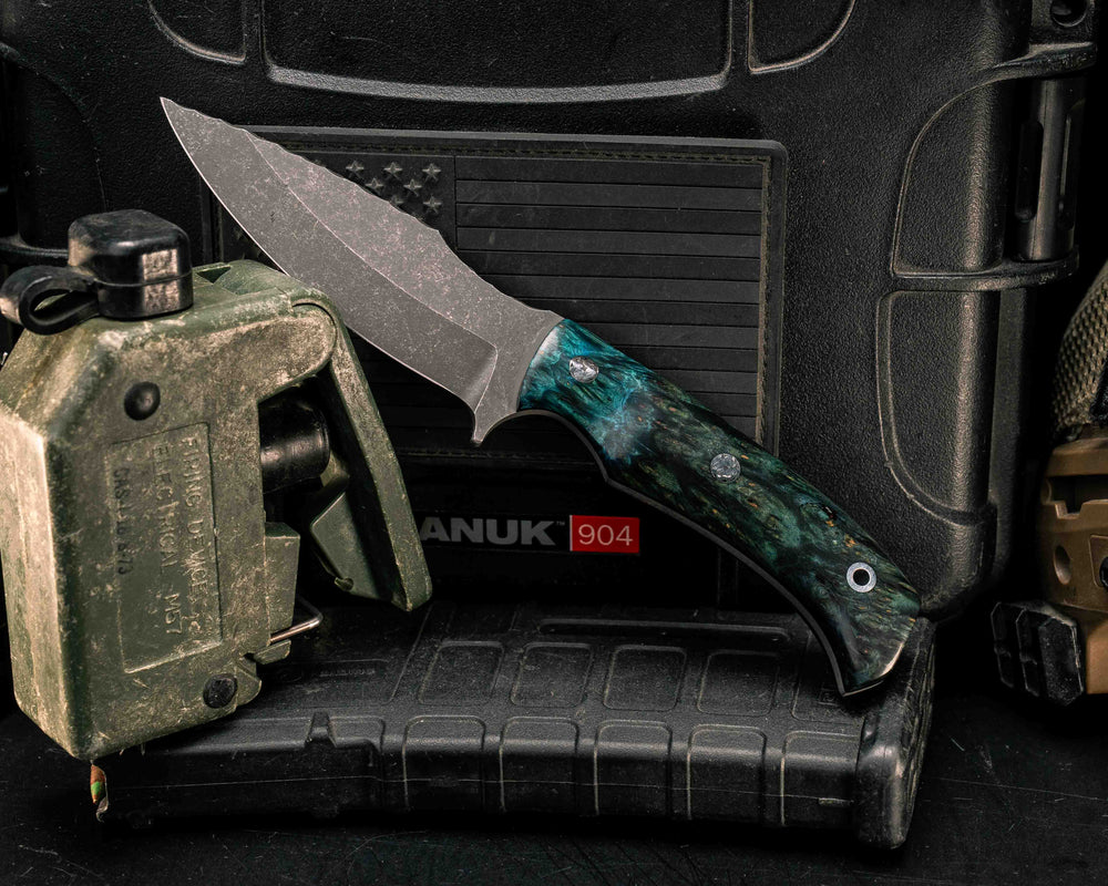 Ishi- Dyed Box Elder, Mosaic Pins, Aluminum Lanyard Pin, Textured Grip