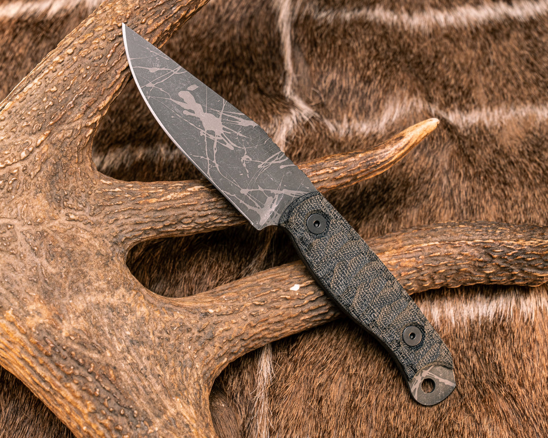 Crow Scalper- Black Canvas Micarta, Allen Bolts, Textured Grip