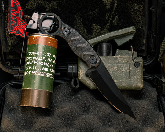 Osoraku 3" Mini - Black G10, Armor Black Cerakote, Allen Bolts, Textured Grip