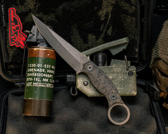 Osoraku 4"- Black Canvas Micarta, Allen Bolts, Textured Grip