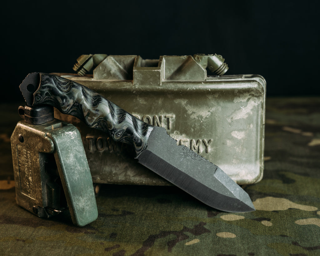 Disaster Breacher- Marbled AOR2 Camo + Carbon Fiber, CF Pins, Textured Grip