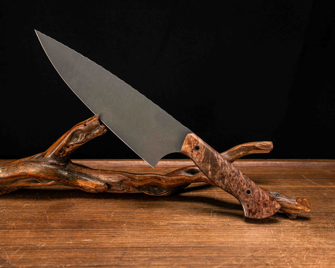Chef Blade- Chechen Caribbean Rosewood, Copper Hollow Pins, Smooth Grip