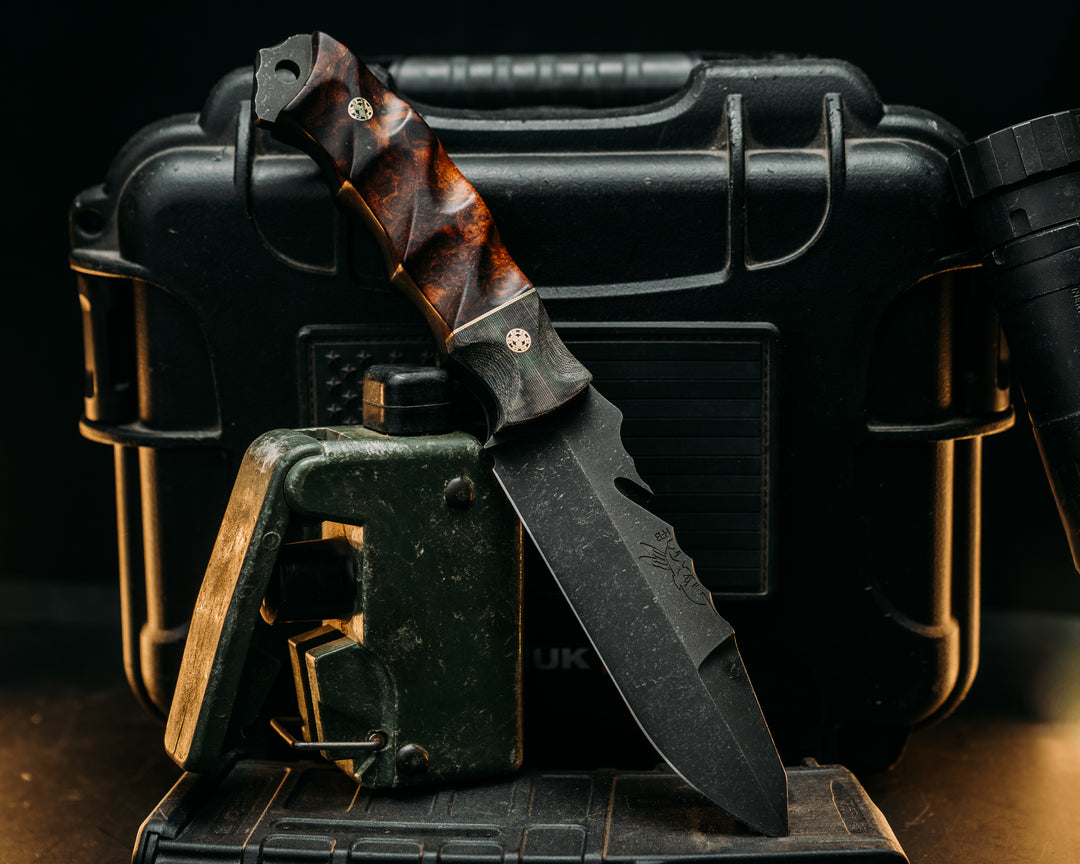 Notched Wire Cutter Breacher Gen 3- Navy S.E.A.L AOR 2 Cammie Micarda, Brass Split, Desert Ironwood, Mosaic Pins, Textured Grip