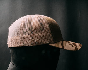 HFB Arid Camo Trucker Hat, tan mesh