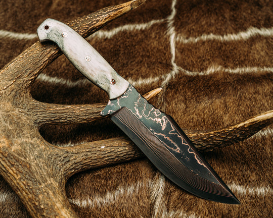 American Bowie Jr.- Baker Forge CopperMai Random Pattern- CO Elk, Patriot Mosaic Pins, Copper Lanyard Pin, Contoured Grip