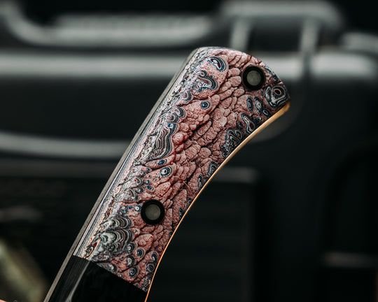 Storm Breaker- Carbon, Dragon Scale Fordite in Resin, Aluminum Pins with Glow Resin, Textured Grip