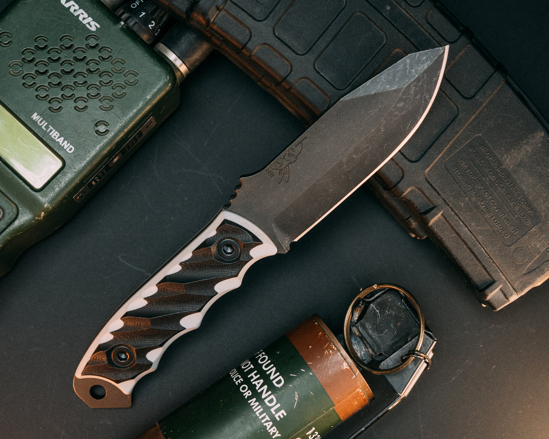 Disaster Jr- Black/White G10, Allen Bolts, Iron Grip