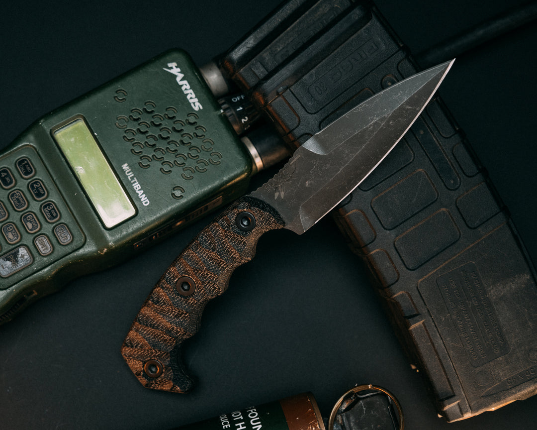 4"  HUMINT- Black Canvas Micarta, Allen Bolts, Chaos Grip