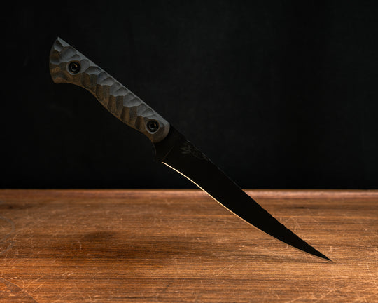 Filet Blade Jr- Black G10, Armor Black Cerakote, Allen Bolts, Textured Grip