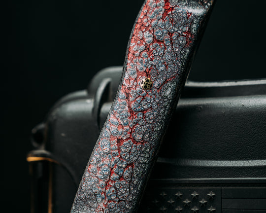Recce Alpha Hawk- Baker Forge Raindrop CopperMai- Fordite in Resin, Mosaic Pins, Textured Grip