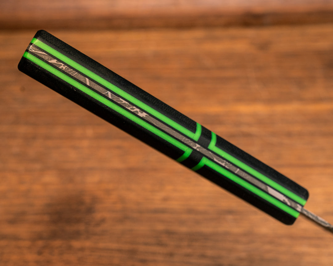 Santoku- Black G10, Green Glow G10 and Black G10 Split, CF Pins, Smooth Grip