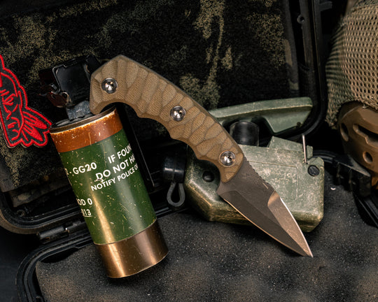 3" HUMINT- OD Green Canvas Micarta, Ti Allen Bolts, Textured Grip