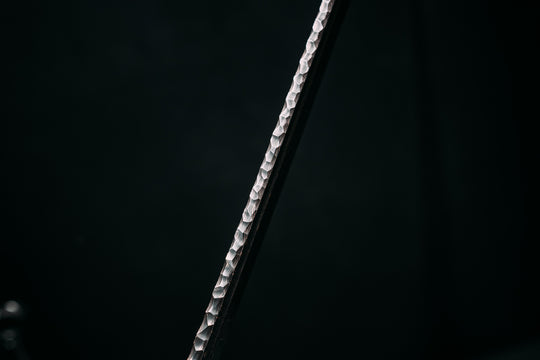 Katana- Baker Forge FireStorm - Chevron (Dam Core)- Meteorite, Black G10 and Copper Split, Carbon Fiber Mosaic Pins, Smooth Angled Grip