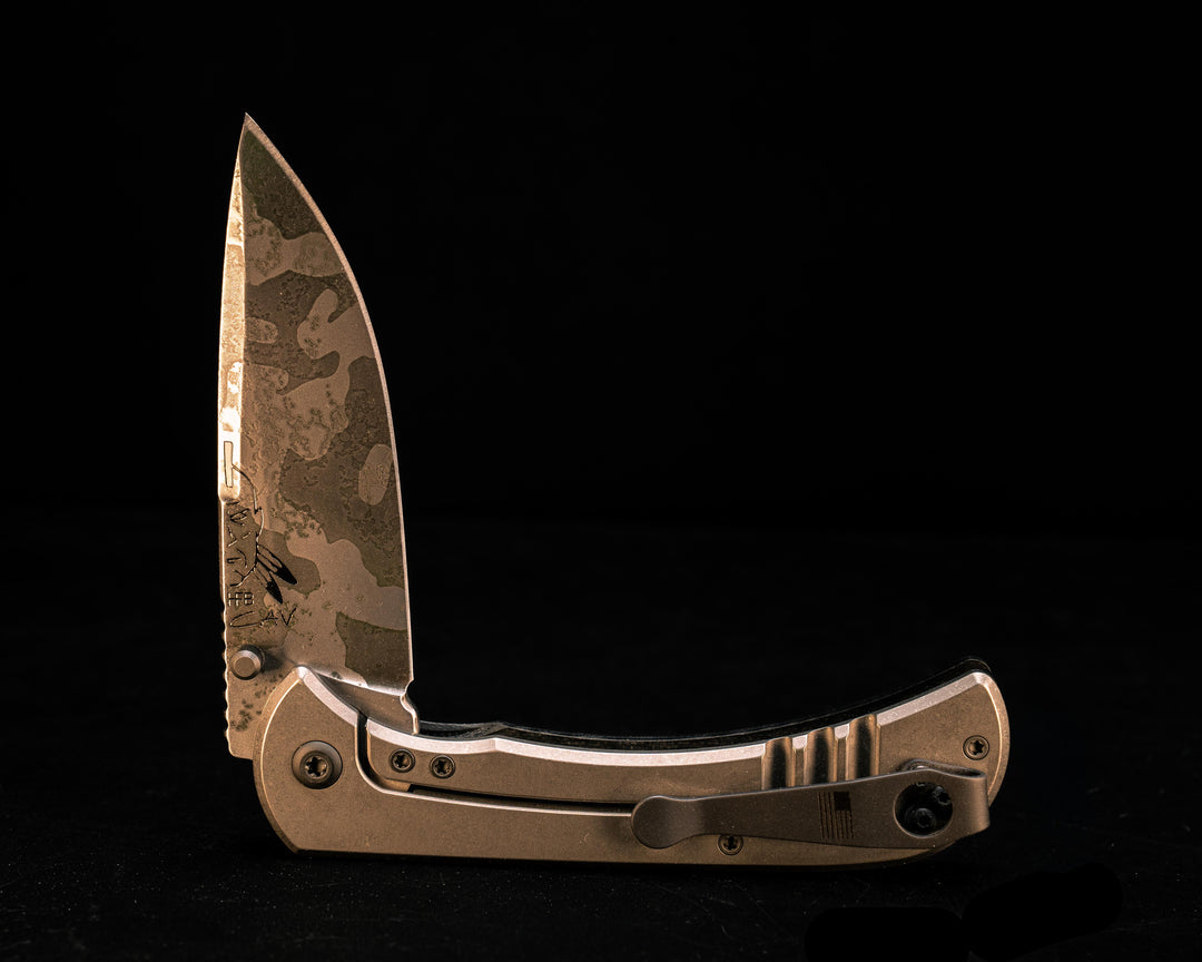 Cav Folder - Black G10, Acid Splash, Textured Grip, TI Frame.