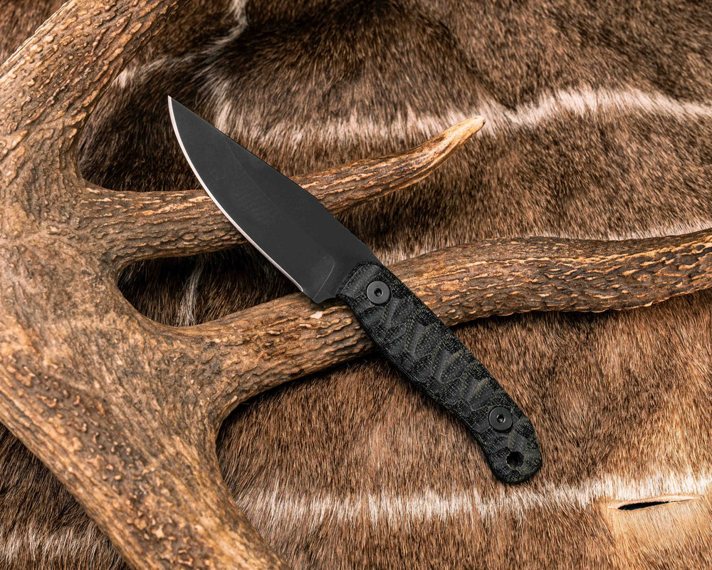 Feather Light- Black Canvas Micarta, Armor Black Cerakote, Allen Bolts, Textured Grip