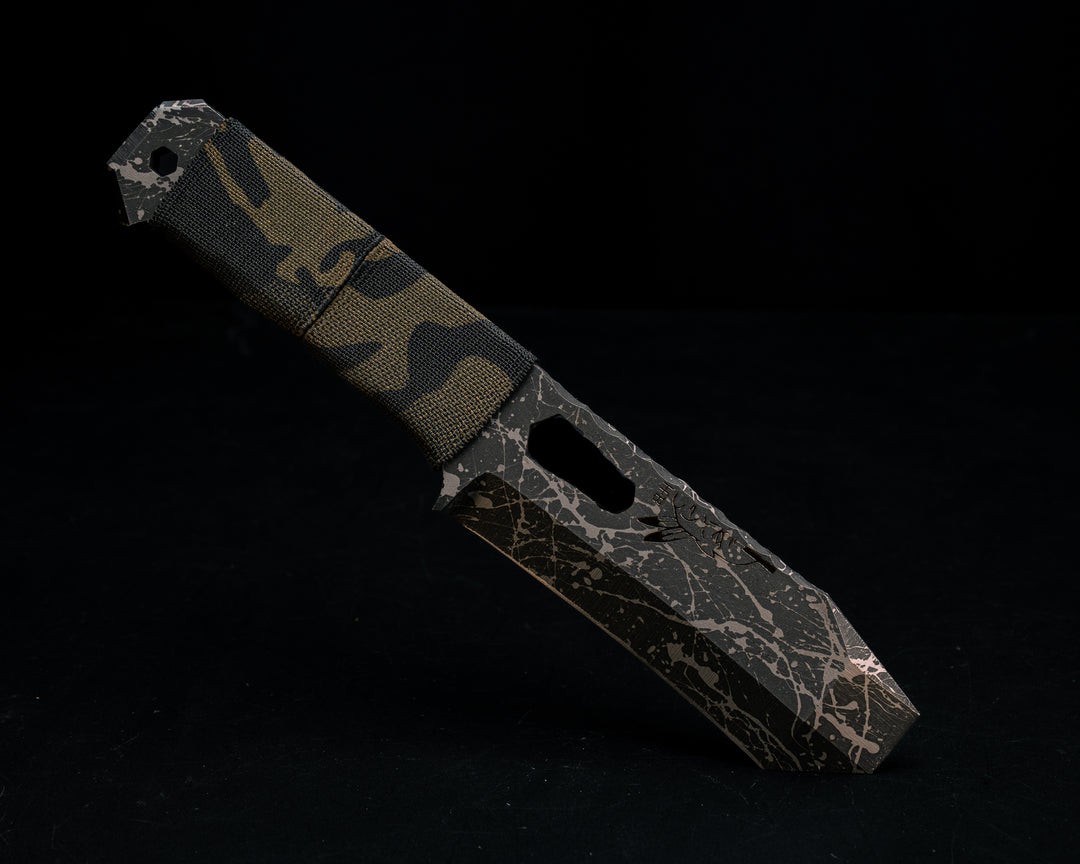 Breacher Bar Multi-tool Prybar- Black Multicam Elastic Bands, Phillips Bit Included, Acid Splash and Rock Wash Finish