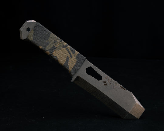 Breacher Bar Multi-tool Prybar- Black Multicam Elastic Bands, Phillips Bit Included, Acid Etch and Rock Wash Finish