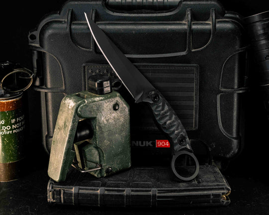 Osoraku 4"- Black G10, Armor Black Cerakote, Allen Bolts, Textured Grip