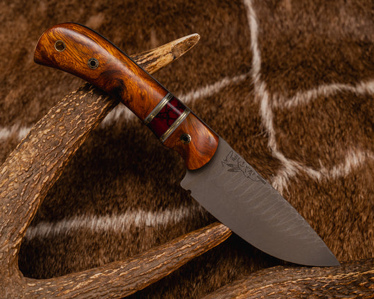 Cavner- Desert Ironwood, Grey G10, Brass and OD Green G10 Pin Striping, Bloody Basin Tru-stone Split, Mosaic Pins, Brass Lanyard Pin, Contoured Grip