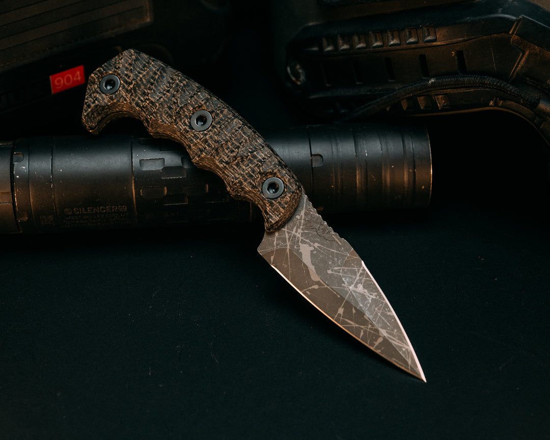 3"  HUMINT- Black Burlap Micarta, Allen Bolts, Chaos Grip